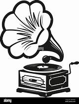 Schallplatten Player Label Plattenspieler Aufzeichnen Phonograph Gramophone sketch template