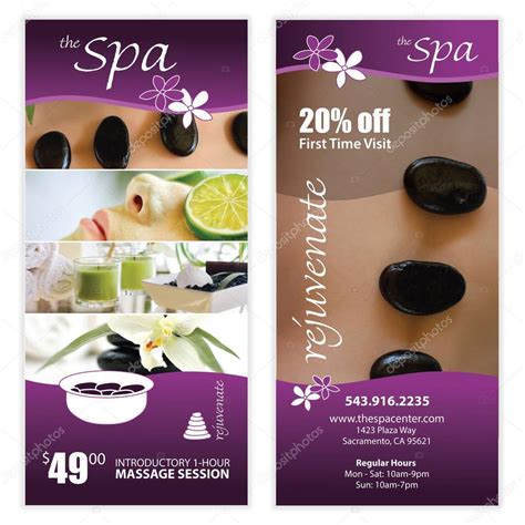 spa and massage front back flyer template — stock vector