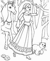 Barbie Coloring Pages Forest Horse sketch template