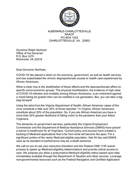 letter  governor northam albemarle charlottesville naacp