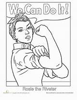 Coloring Rosie Pages History Riveter Feminist Drawing Women Month Education Book People Roosevelt Printable Worksheets Power Sketch Sheets Colouring Worksheet sketch template