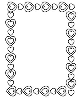 heart border frame design coloring page
