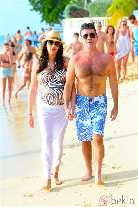 simon cowell y una embarazadísima lauren silverman pasean por barbados