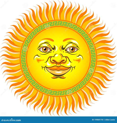 sun face stock vector illustration  warm shine vacation