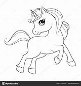 Unicorn Cartoon Cute Vector Coloring Illustration Stock Book Background Girl Isolated Angle Depositphotos sketch template