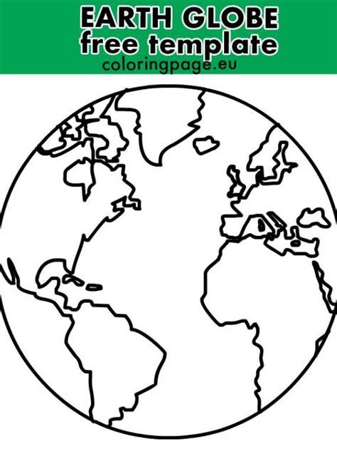earth globe template  coloring page