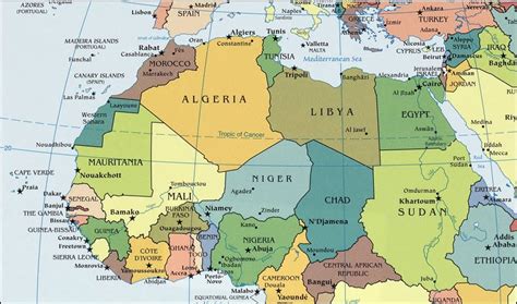 kaart noord afrika landen topografie kaart noord afrika en midden oosten