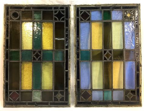 This Is A Beautiful Pair Of Antique Leaded Stained Glass Window Panels