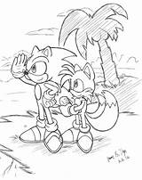 Coloring Sonic Tails sketch template