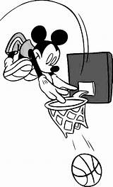 Mickey Mouse Coloring Pages Basketball Disney Minnie Playing Toon sketch template