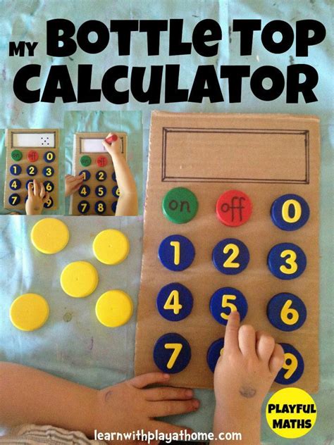 bottle top calculator     dramatic play math activities  kids math