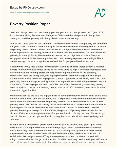 poverty position paper research  argumentative  phdessaycom
