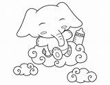 Elephant Baby Coloring Pages Cute Printable Museprintables sketch template