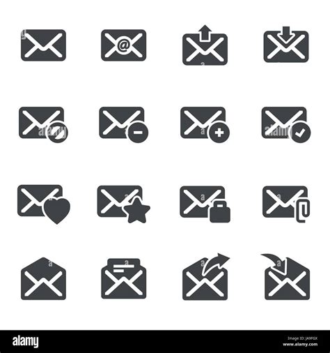vector black email icons set stock vector image art alamy
