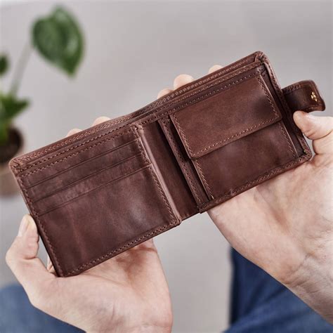 personalised leather tri fold wallet  rfid  vida vida