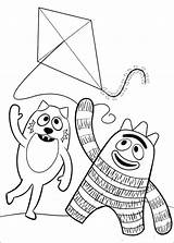 Gabba Yo Coloring Pages Kite Brobee Toodee Playing Printable Colouring Fun Kids Print Para Color Sheets Cartoon Medium Pm Posted sketch template