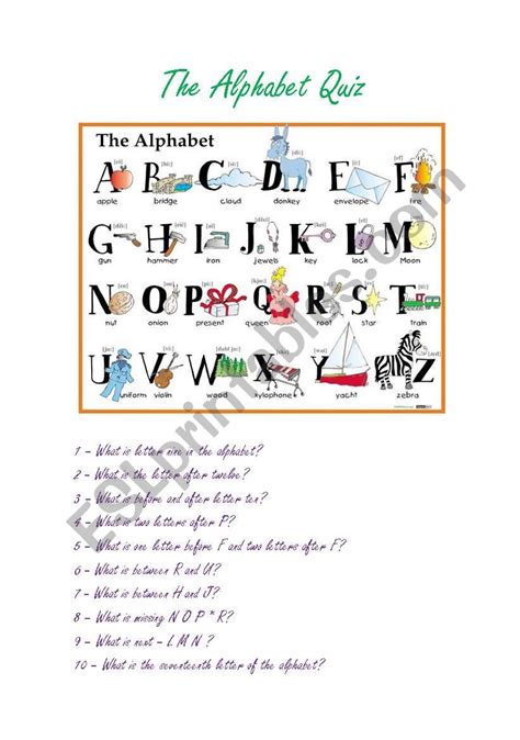 alphabet quiz esl worksheet  ianiani