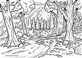 Landschaften Malvorlagen Wald Ausmalbilder Berge Fluss Ausmalen sketch template