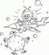 Alien Space Ship Flying Coloring Pages Color Printable Stars Universe sketch template
