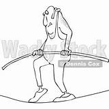 Daredevil Cartoon Djart Outlined Rope Tight Walking Royalty Clipart Vector Man sketch template
