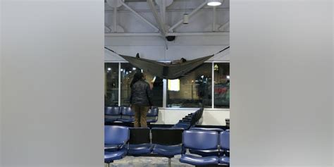 Genius Traveler Sets Up Hammock At Charlotte Airport Takes Nap