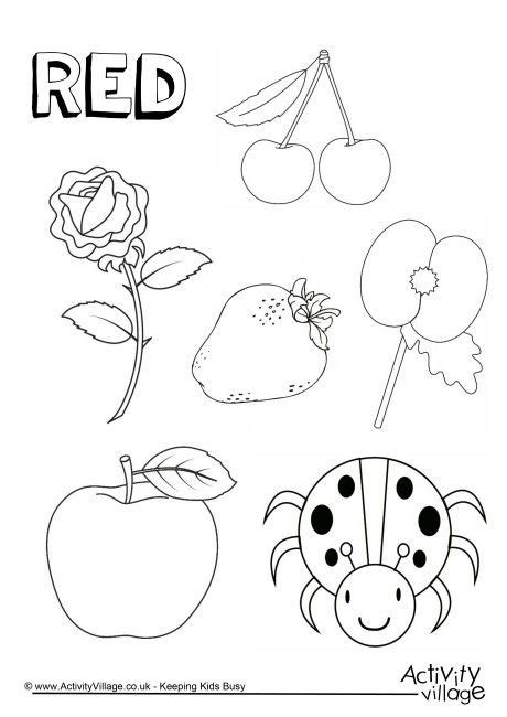 red  colouring page color red activities