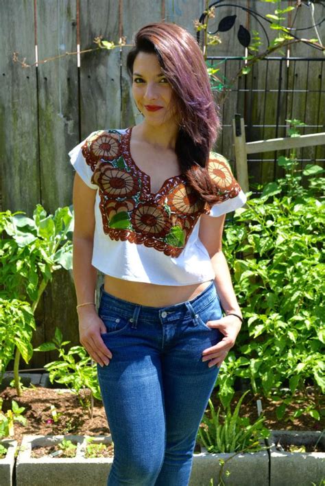 mexican blouse crop top authentic mexican crop top  neck