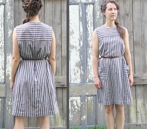 Grey Striped Sleeveless Dress