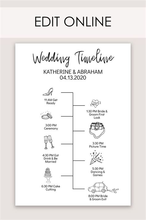 Wedding Ceremony Timeline Template