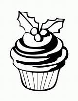 Cupcake Coloring Pages Printable Holiday Cupcakes Color Clipart Kids Cake Outline Cup Drawing Cute Decoration Christmas Baked Goods Cliparts Sheets sketch template