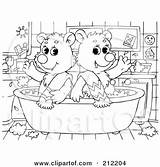 Tub Coloring Bear Outline Clipart Cubs Hot Royalty Illustration Bannykh Alex Pages Rf Template sketch template