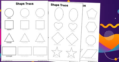 printable shapes tracing worksheet wiggly toddlers