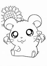 Coloring Pages Cute Hamtaro Cartoon Kids Characters Character Color Bijou Animal Cartoons Print sketch template