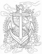 Coloring Tattoo Pages Adult Anchor Printable Nautical Tattoos Book Adults Print Sheets Color Mandala Colouring Star Anchors Kids Ausmalbilder Getcolorings sketch template