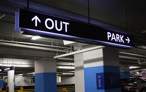 brookfield place parking garage overhead illuminated directional sign