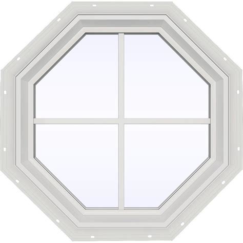 jeld wen        series white vinyl fixed octagon geometric window