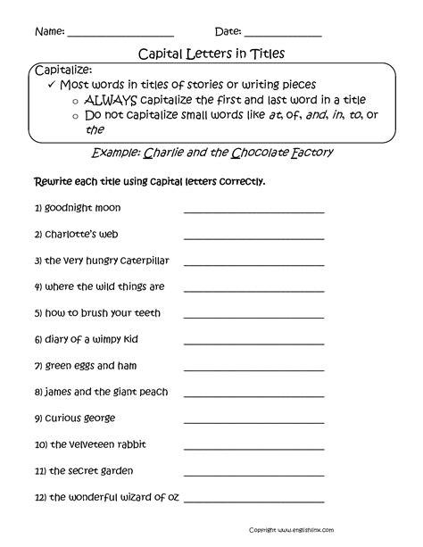 capitalization worksheets st grade printable word searches