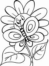 Coloring Pages Butterfly Flowers Flower Butterflies Kids Printable Smile Cry Pose Print Drawings Now Later Color Clipart Children Laugh Para sketch template