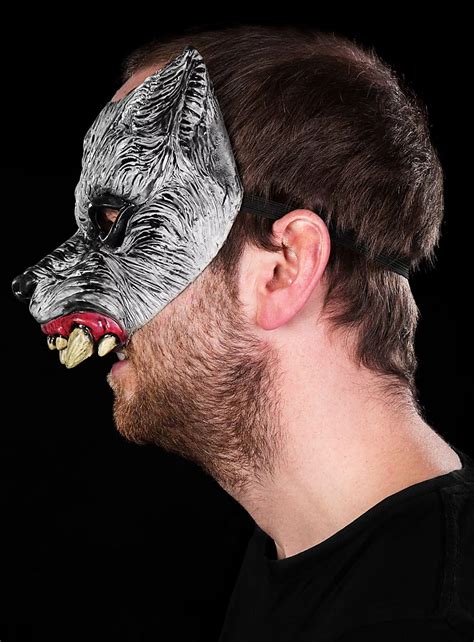 grauer wolf halbmaske aus latex maskworldcom