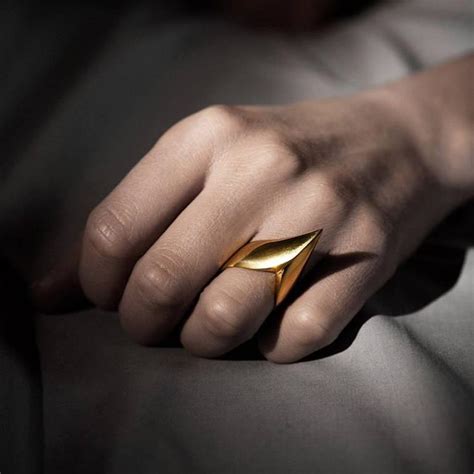 hannah martin london black diamond gold sculptural spur icon ring for