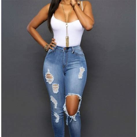 high quality light blue skinny ripped jeans for women online store