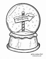 Snow Globe Christmas Pole North Coloring Pages Globes Sign Drawing Santa Print Color Sketch Template Fun Cards Crafts Winter Printcolorfun sketch template