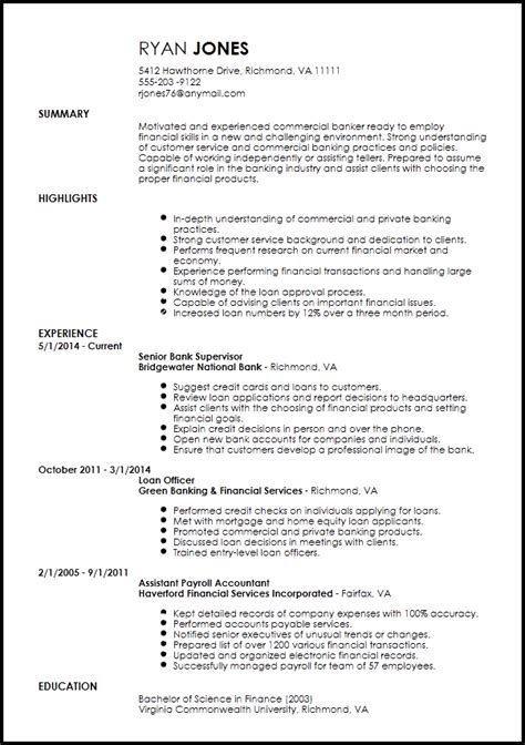 traditional banking resume template resume