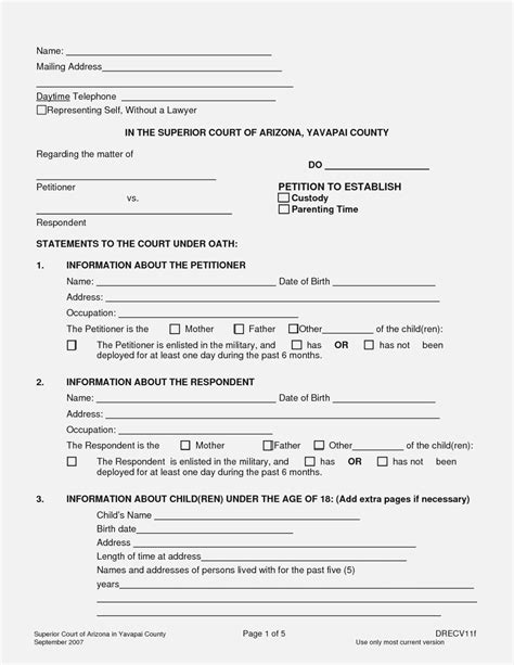 printable child custody forms  printable