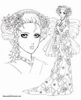 Geisha Blossom Draw Fashions Dover Publications sketch template