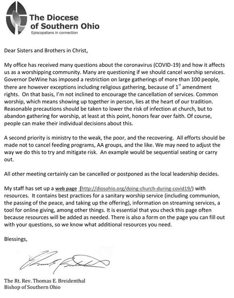 letter   bishop st johns episcopal church worthington
