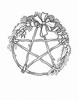 Pentagram Yule Sabbat Pagan Wiccan sketch template