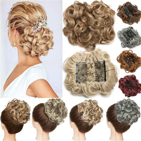 benehair messy curly hair bun easy stretch chignon hair extensions clip  updo hairpiece cover