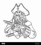 Blackbeard Pirate Pistols Pirat Zeichnung sketch template
