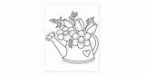 Watering Flowers Coloring Stamp Rubber Garden sketch template
